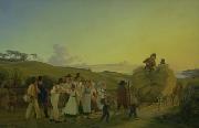 Vilhelm Hammershoi Bnder vender hjem fra marken med det sidste las korn Sweden oil painting artist